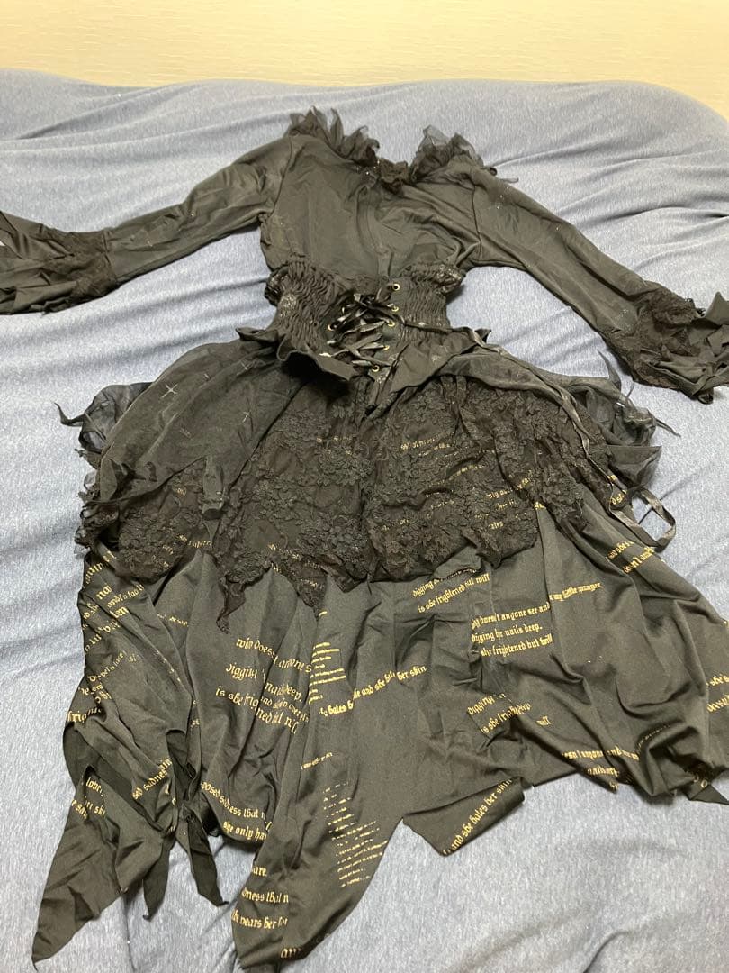 h.naoto Blood ロングワンピース　ブラック　アシンメトリー