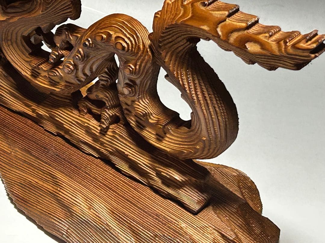 屋久杉　飛龍　置物　39㎝　龍　木彫　木彫り