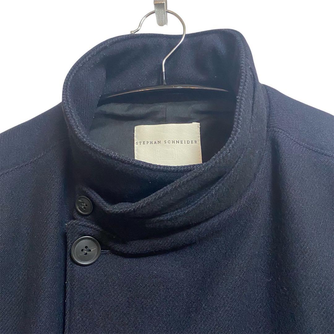アーカイブ　ステファンシュナイダー　スタンドカラー　コート　ウール　ネイビー