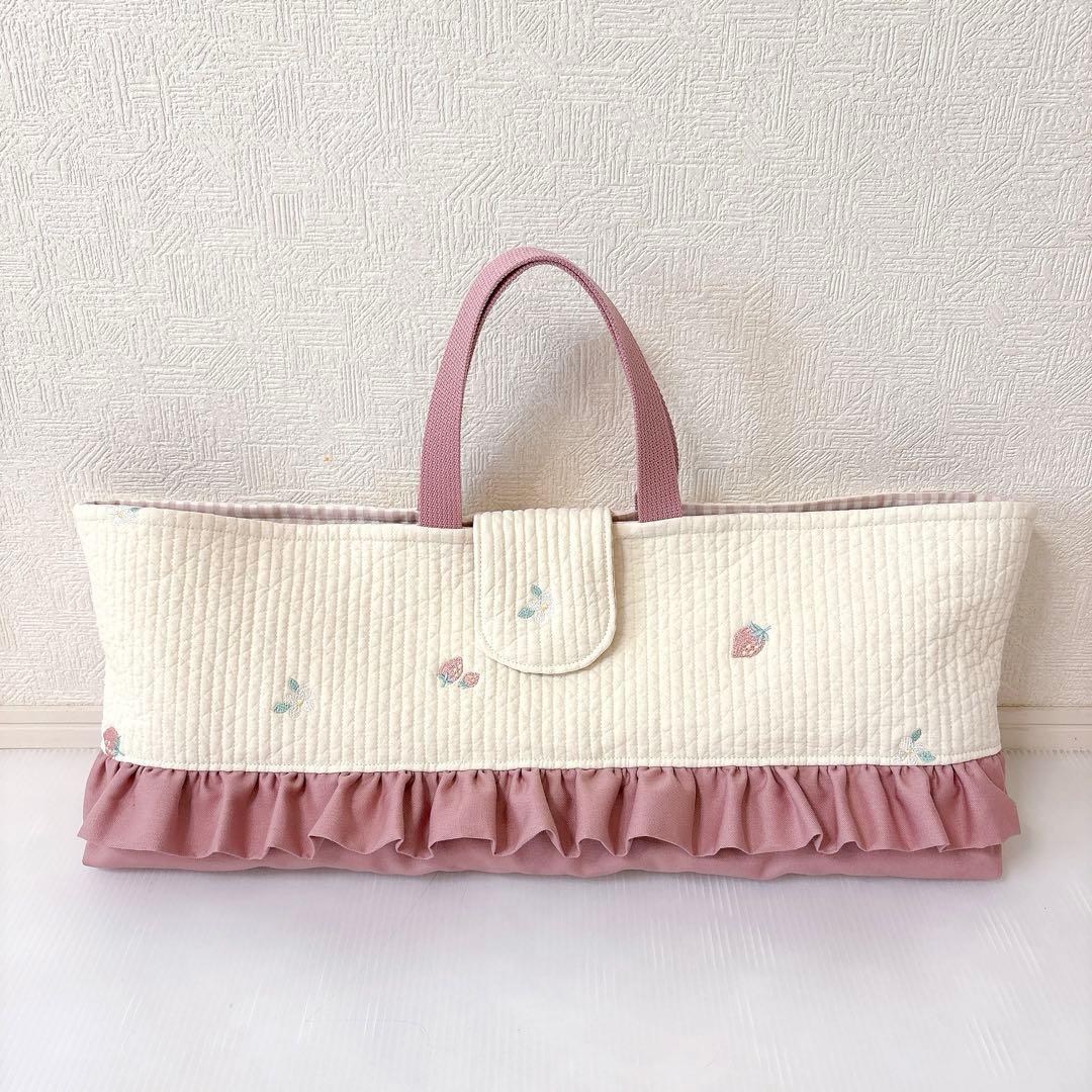 鍵盤ハーモニカケース✖️2 オリーブ刺繍　いちご刺繍
