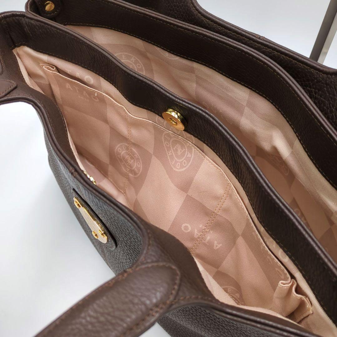 極美品　ATAO アタオ　2wayショルダーバッグ　A4サイズ シボ　ブラウン