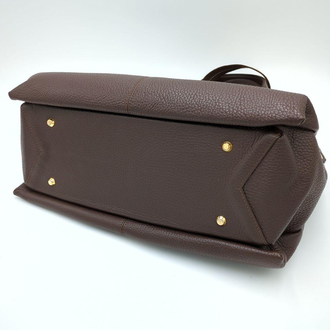 極美品　ATAO アタオ　2wayショルダーバッグ　A4サイズ シボ　ブラウン