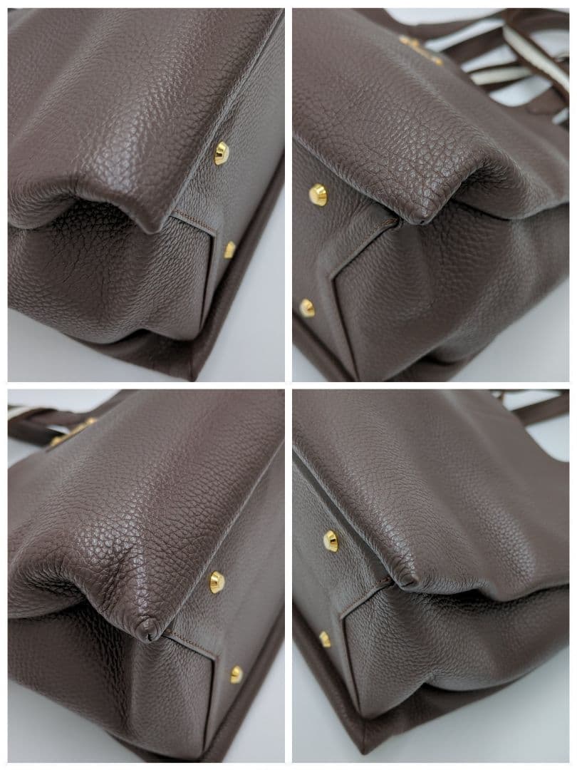 極美品　ATAO アタオ　2wayショルダーバッグ　A4サイズ シボ　ブラウン