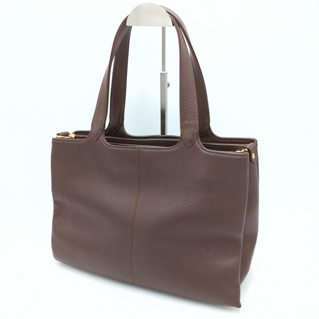 極美品　ATAO アタオ　2wayショルダーバッグ　A4サイズ シボ　ブラウン