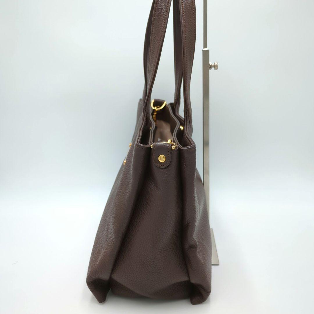 極美品　ATAO アタオ　2wayショルダーバッグ　A4サイズ シボ　ブラウン