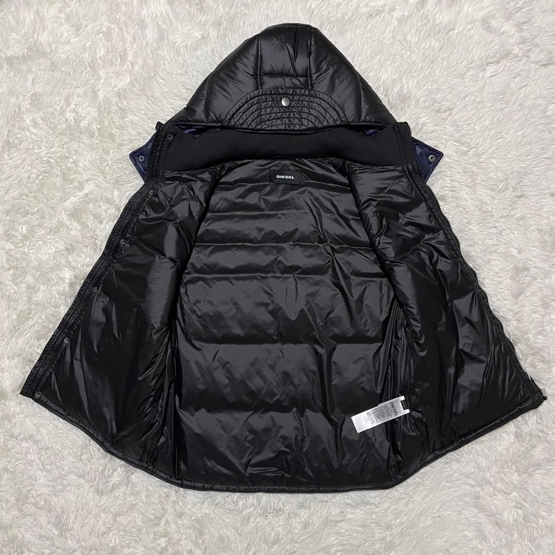 極美品　DIESEL フーディ中綿ベスト　ブレイブマン　ワッペン　2way 黒