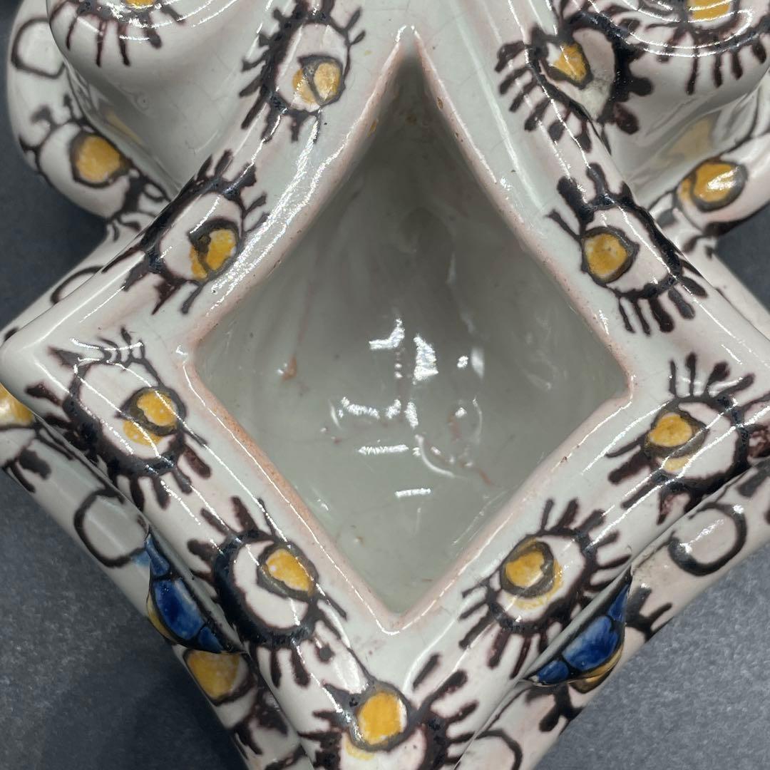 エミールガレ Emile Galle 軟質磁器 花文様 陶器 置物 インク壺