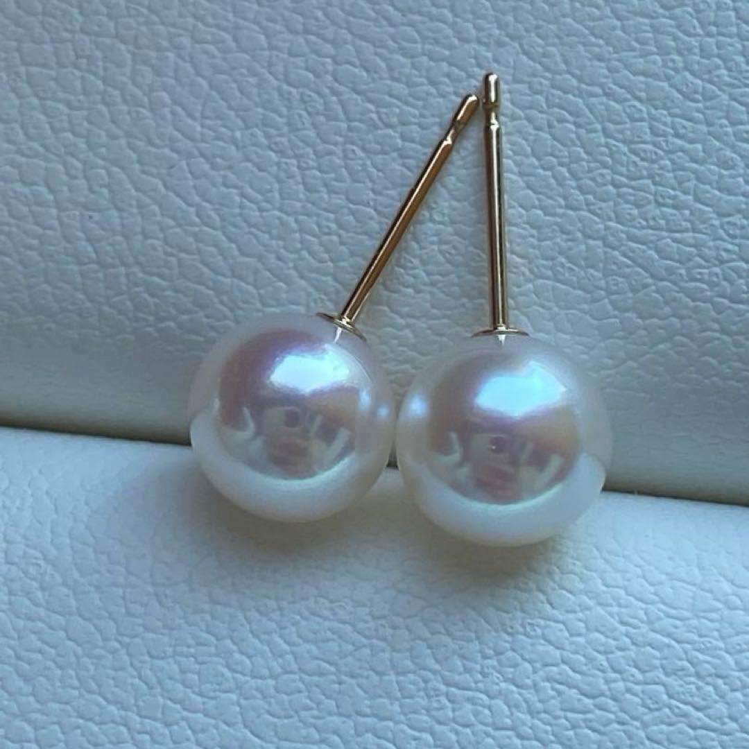2010 K18❣️あこや真珠7-7.5mm ピアス Aly手作