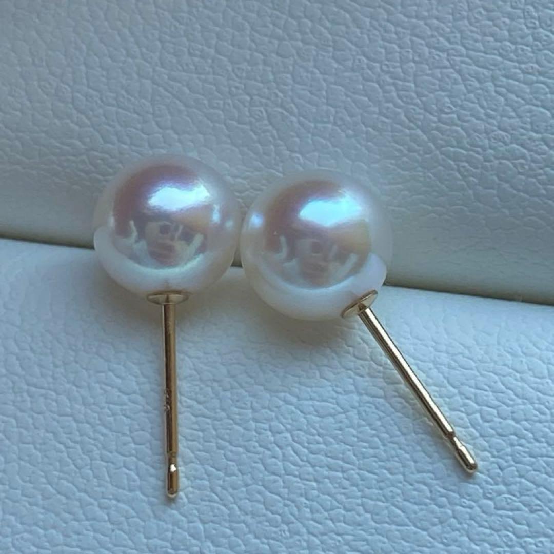 2010 K18❣️あこや真珠7-7.5mm ピアス Aly手作
