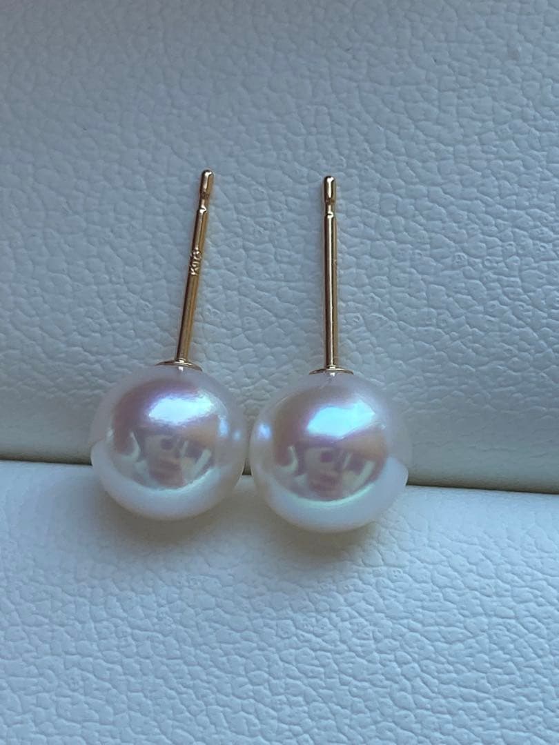2010 K18❣️あこや真珠7-7.5mm ピアス Aly手作