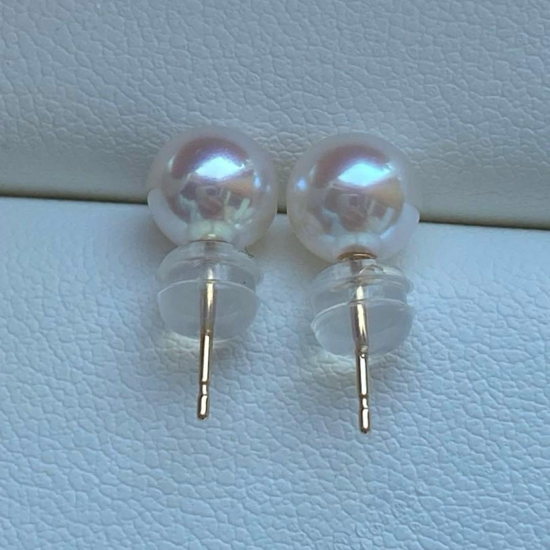 2010 K18❣️あこや真珠7-7.5mm ピアス Aly手作