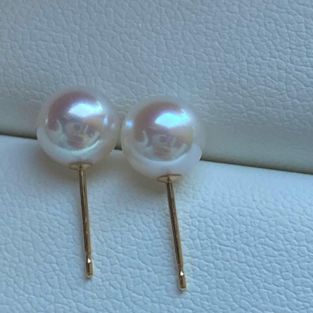 2010 K18❣️あこや真珠7-7.5mm ピアス Aly手作
