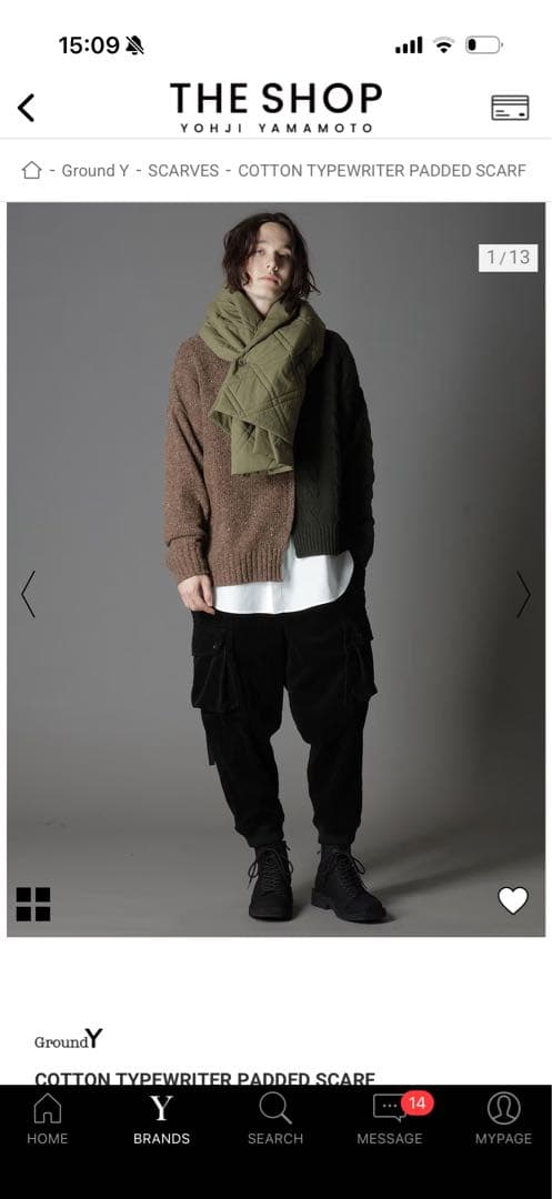 YGround Y 今季完売品ブラックマフラー　フリーサイズ
