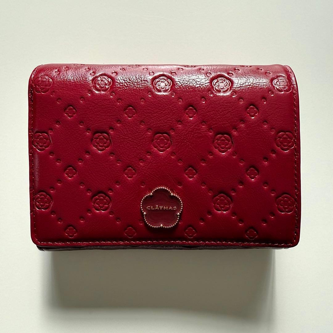 クレイサス　二つ折り財布　赤　ゴールド