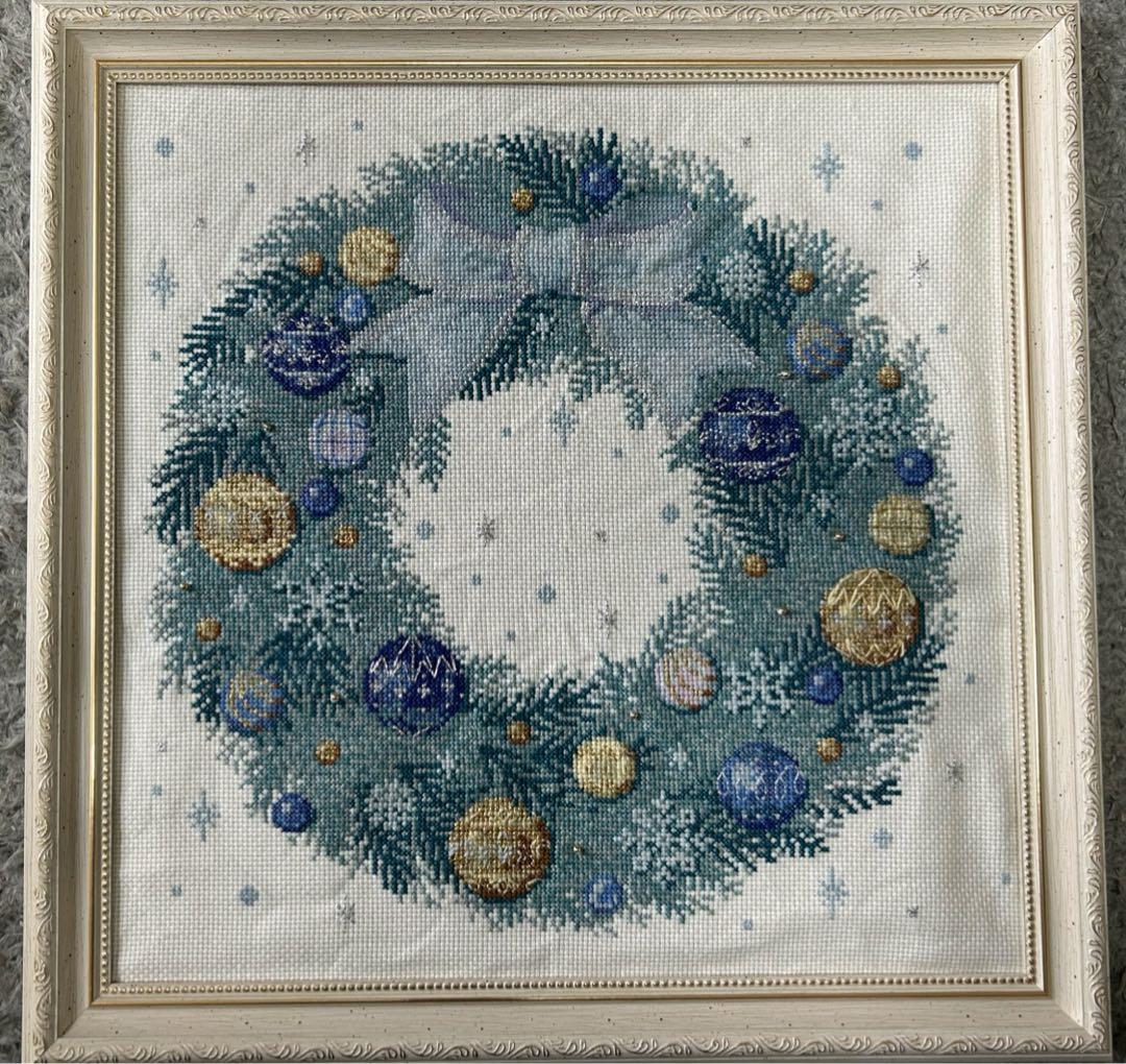 ホビーラホビレー クリスマスリース 刺繍作品 フレーム付き　完成品