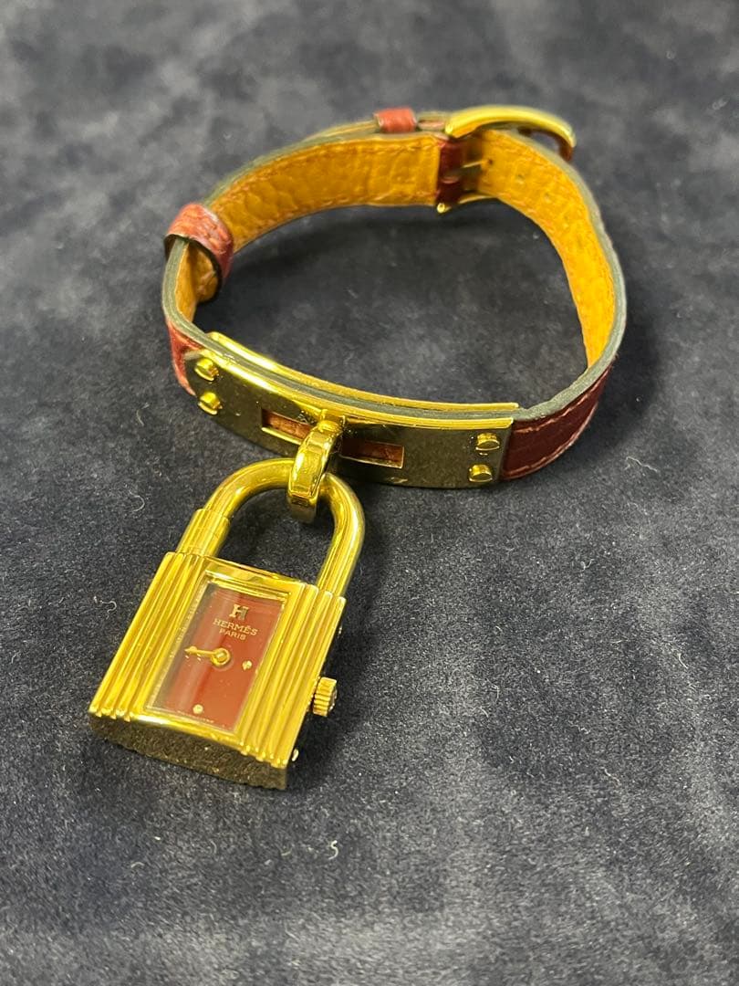 HERMES ケリーウォッチ ヴィンテージ 赤文字盤 動作未確認 ボルドー