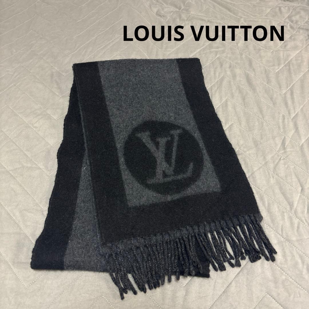 Louis Vuitton モノグラム エシャルプ マフラー グレー/ブラック