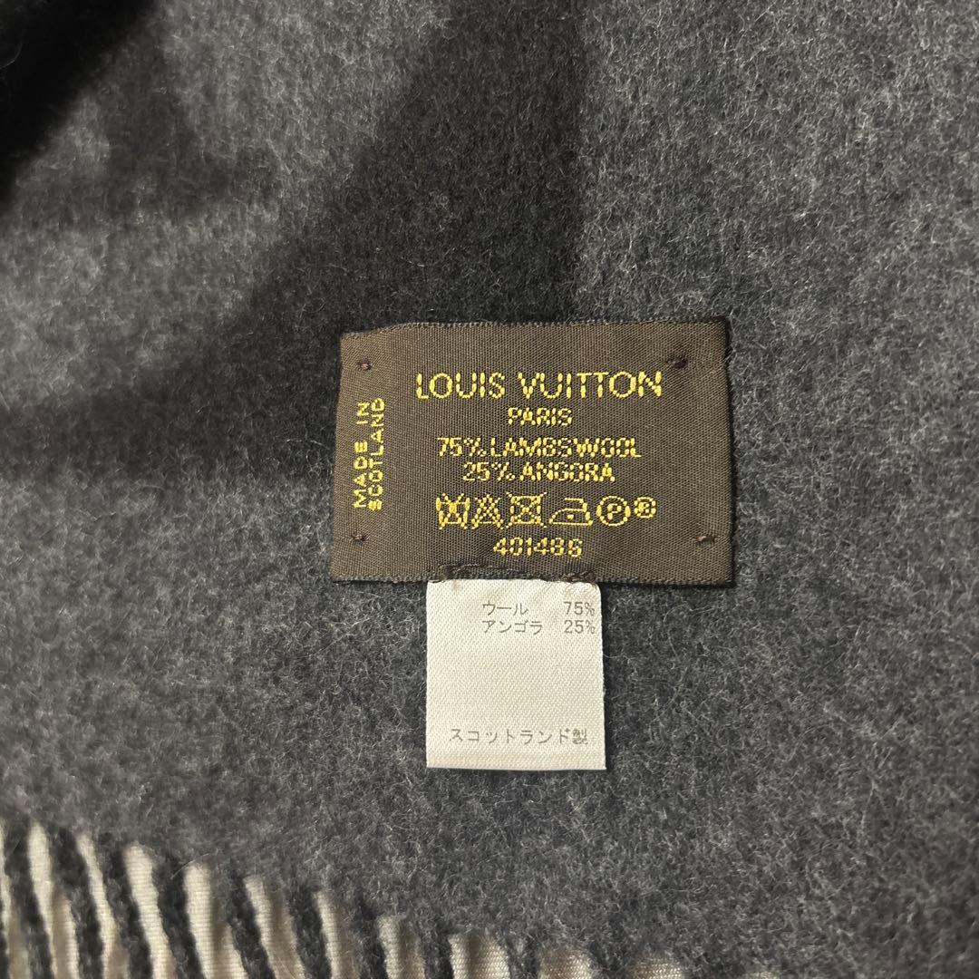 Louis Vuitton モノグラム エシャルプ マフラー グレー/ブラック