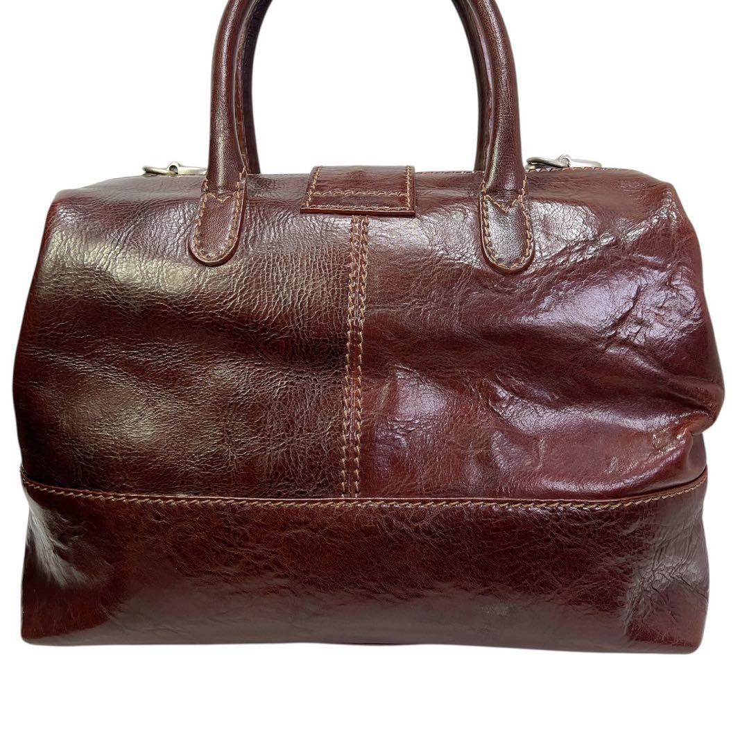 FORTUNY ブラウンレザー ビンテージ ボストンバッグ 鍵付き