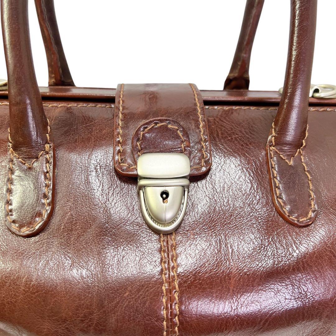 FORTUNY ブラウンレザー ビンテージ ボストンバッグ 鍵付き