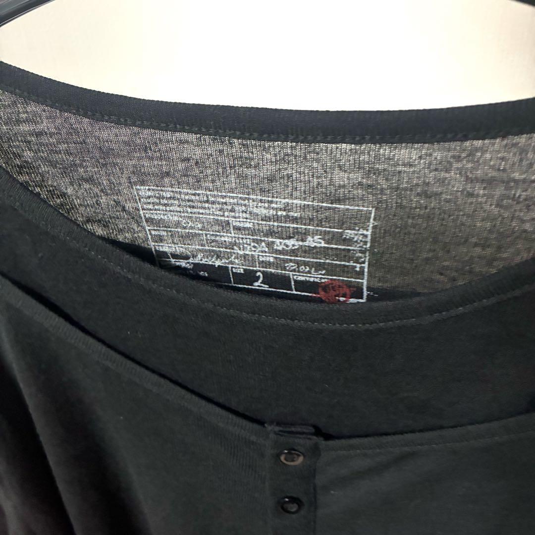 no faith studios レイヤードボタンロングスリーブ ロンT 黒2