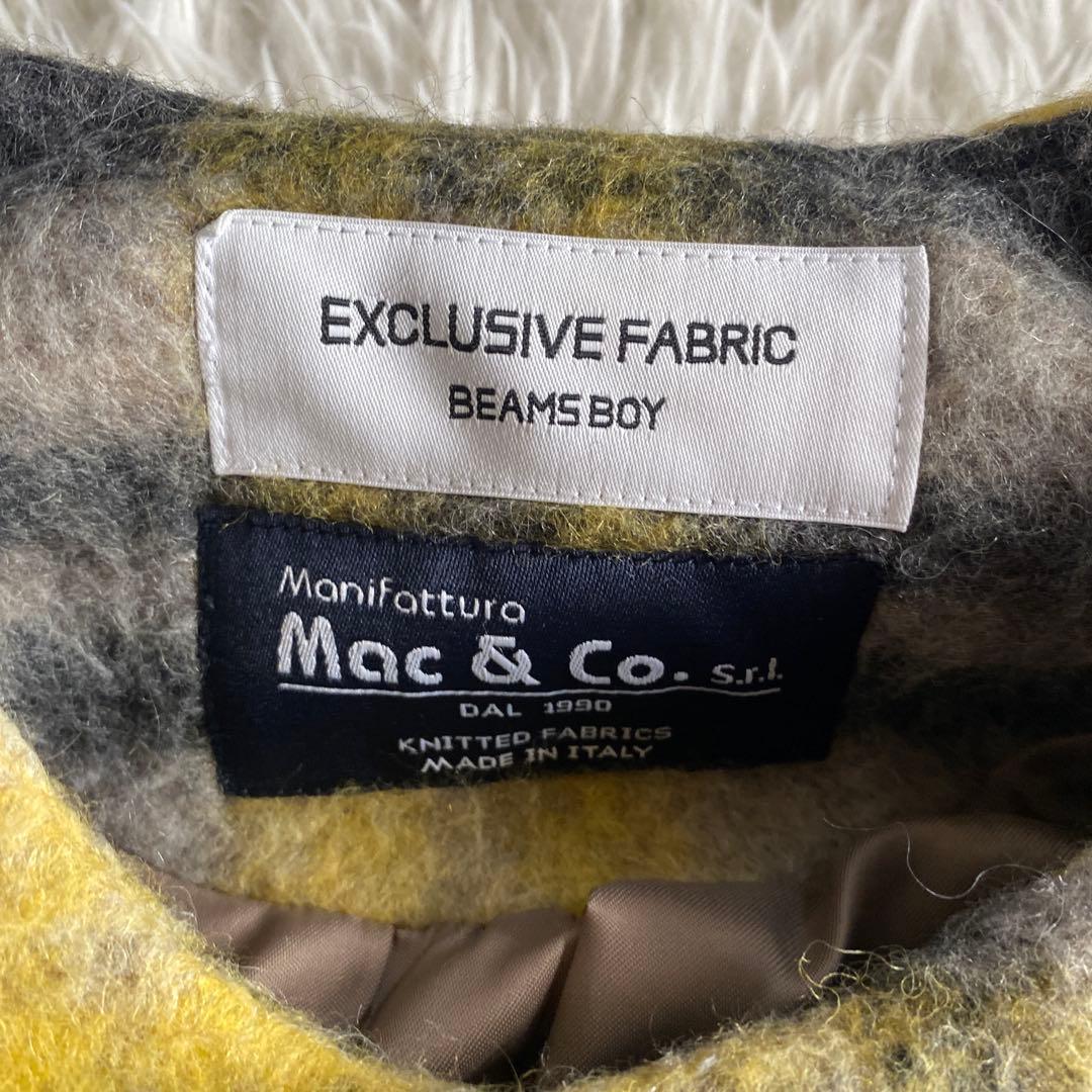 りんごBEAMS BOY ノーカラータータンチェックコート