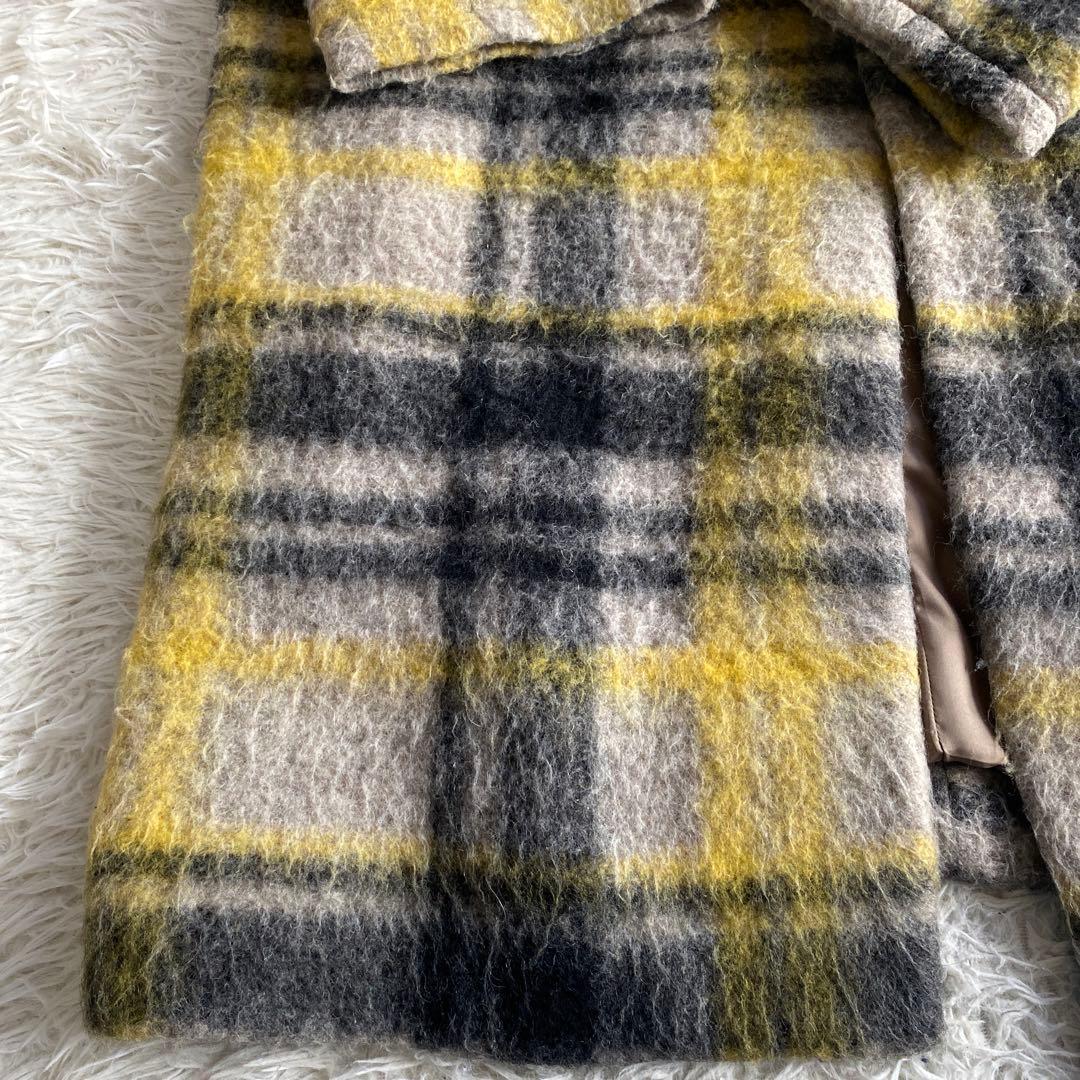 りんごBEAMS BOY ノーカラータータンチェックコート