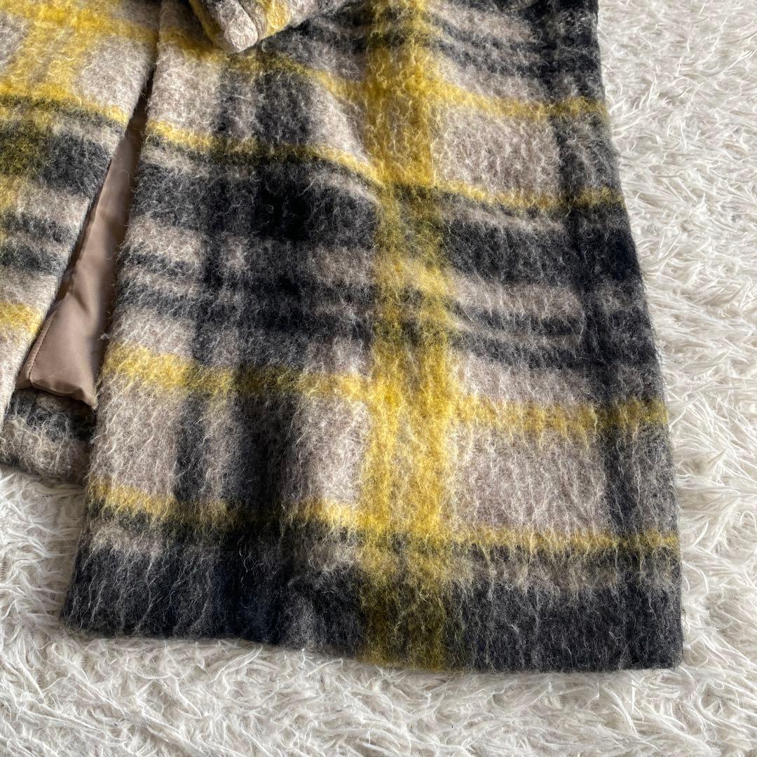 りんごBEAMS BOY ノーカラータータンチェックコート