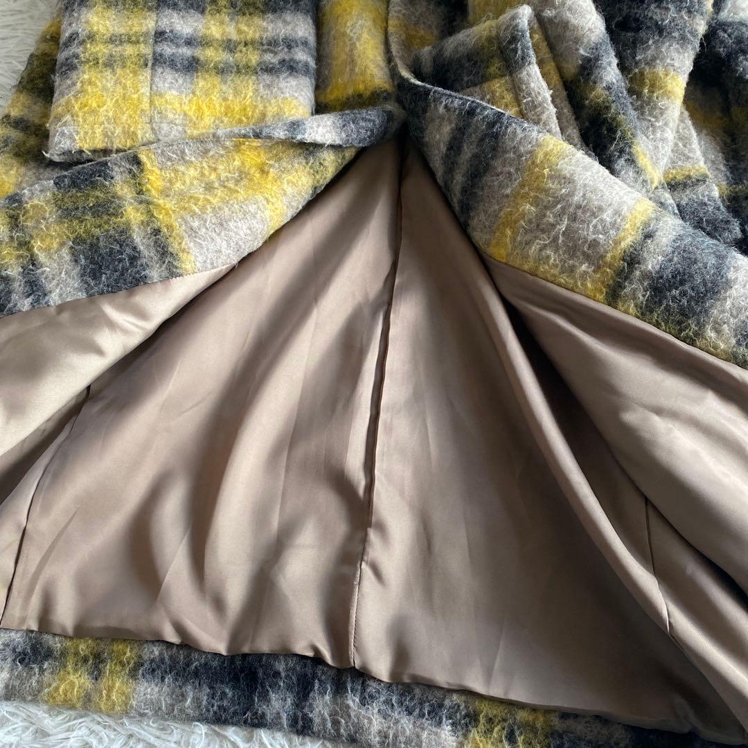 りんごBEAMS BOY ノーカラータータンチェックコート