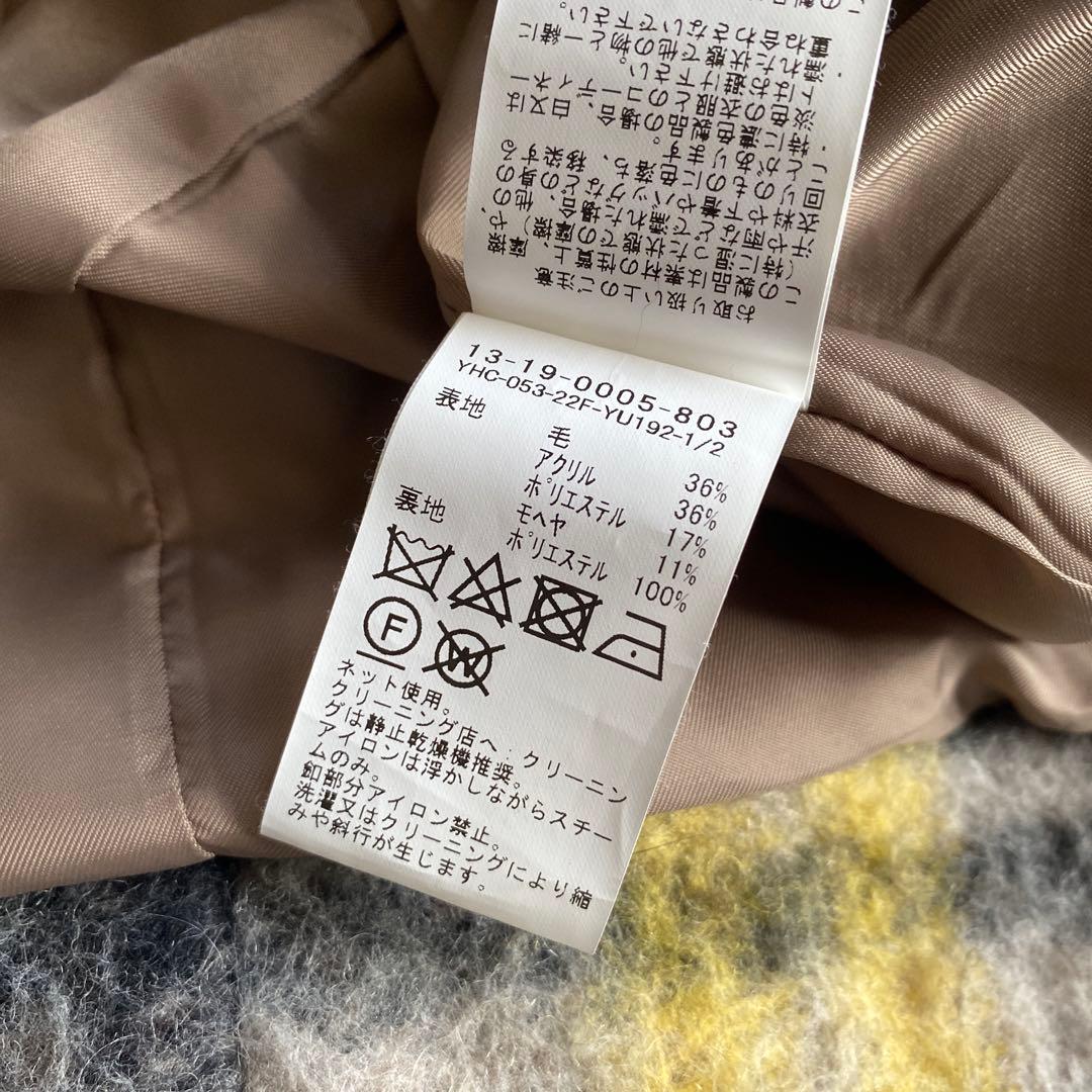 りんごBEAMS BOY ノーカラータータンチェックコート