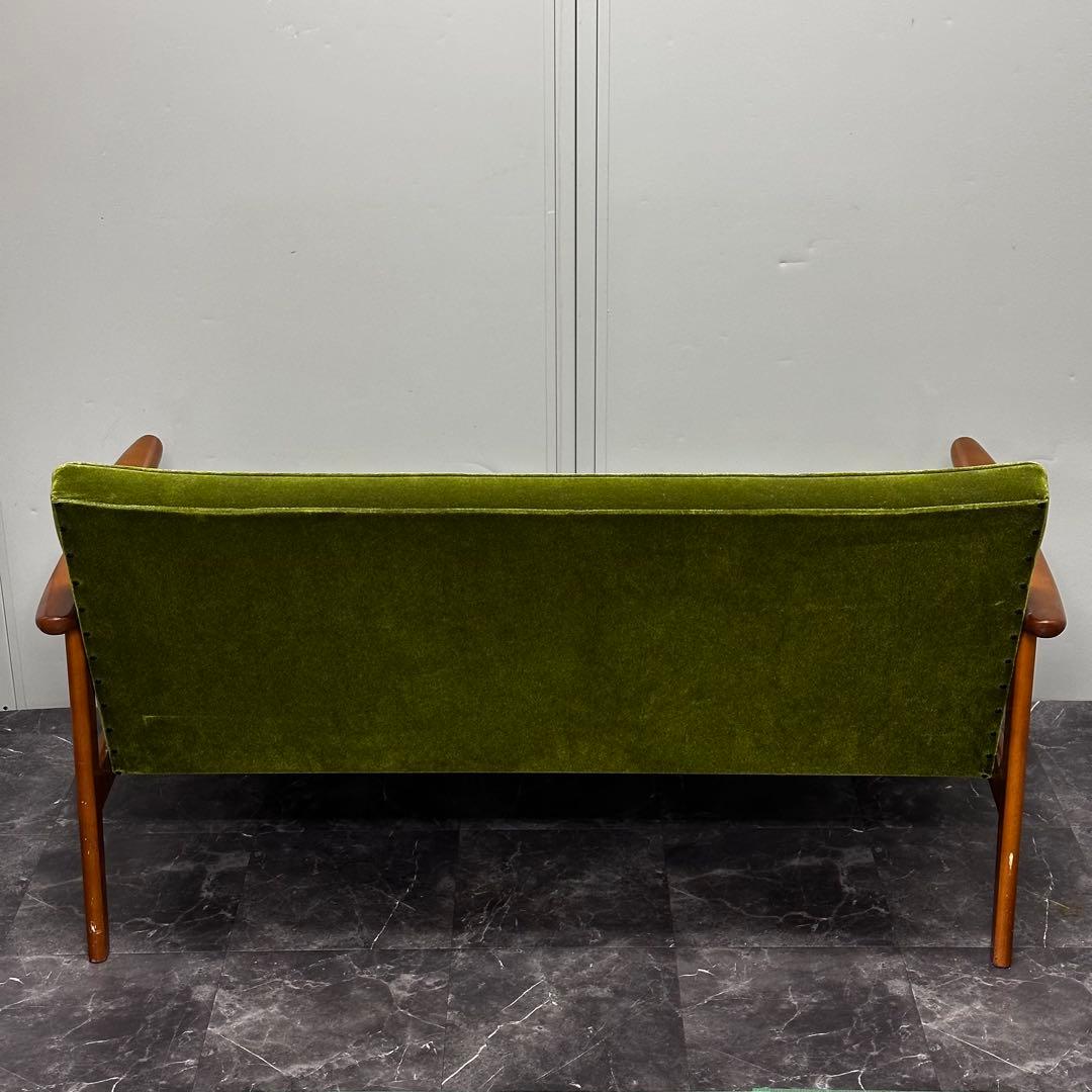 ＊ライフセーバーレッドカリモク60 Kチェア 2シーター モケットグリーン