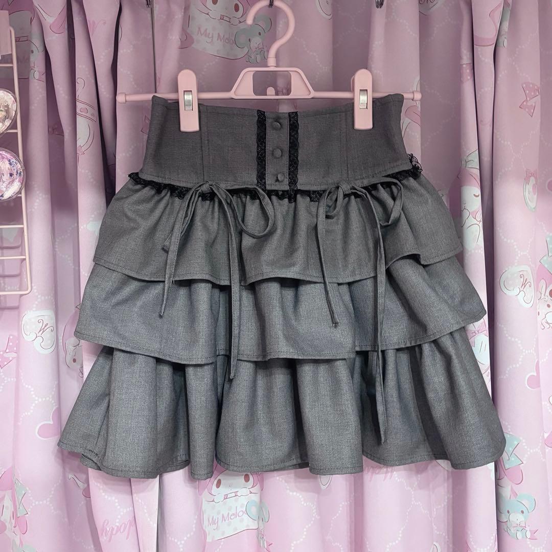 HONEY MEW ティアードフリルスカート グレー ハニーミュウ ハニミュ