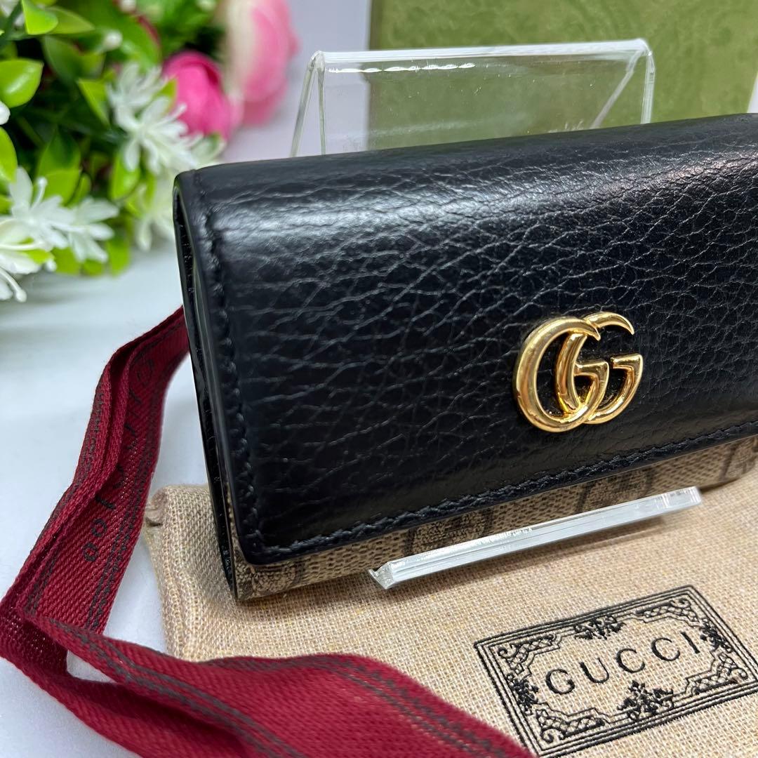 美品 GUCCI GGマーモント レザー 6連 キーケース 付属品あり