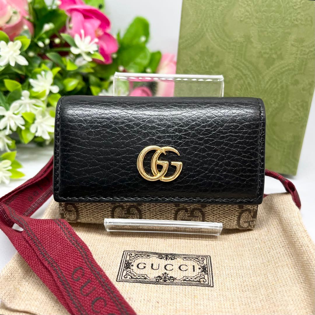美品 GUCCI GGマーモント レザー 6連 キーケース 付属品あり
