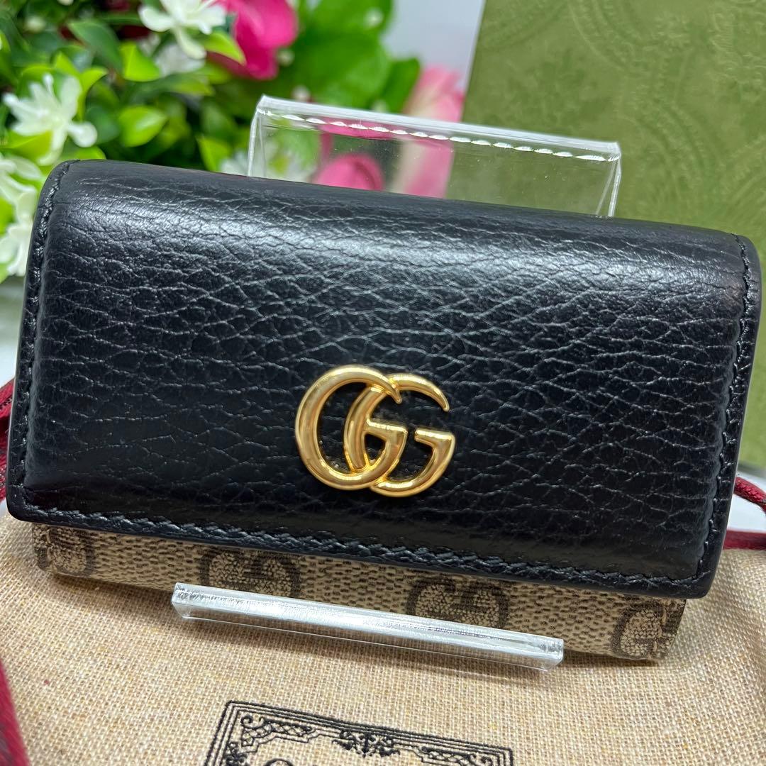 美品 GUCCI GGマーモント レザー 6連 キーケース 付属品あり