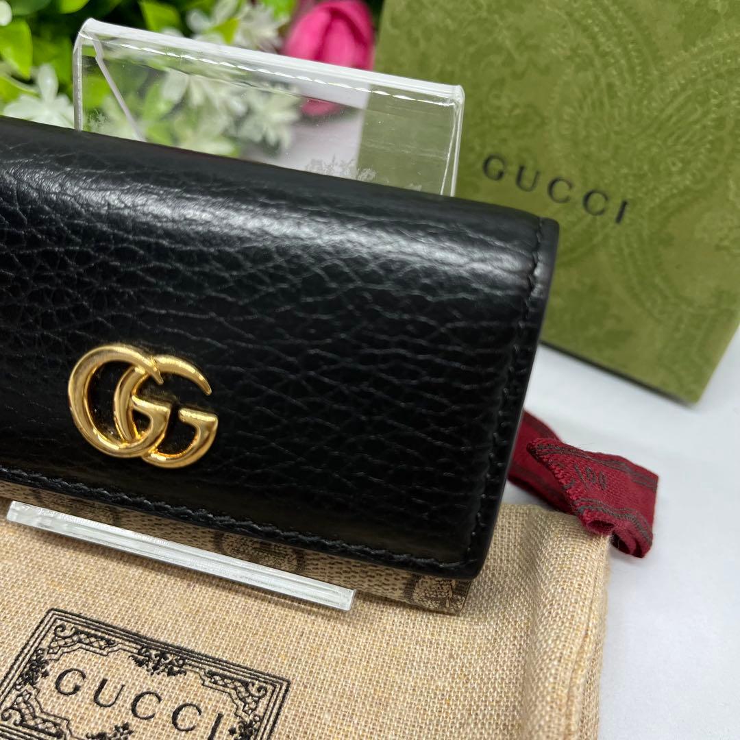美品 GUCCI GGマーモント レザー 6連 キーケース 付属品あり