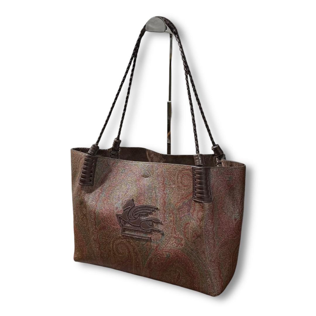 エトロ ペガソ トートバッグ ペイズリー PVC レザー 肩掛け 2way