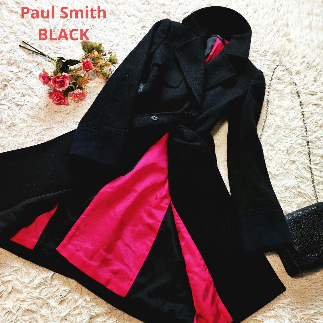 ポールスミス チェスターコート ダブルボタン ブラック バイカラー ウール 38
