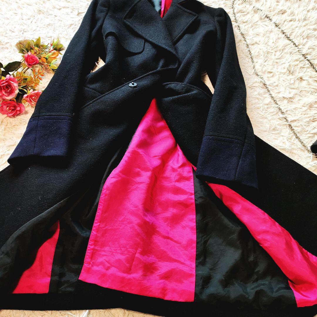 ポールスミス チェスターコート ダブルボタン ブラック バイカラー ウール 38