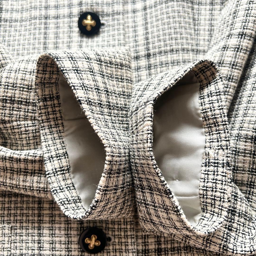 希少✨美品 バーバリーズ シルク混 ツイード スーツ ノーカラー スカート
