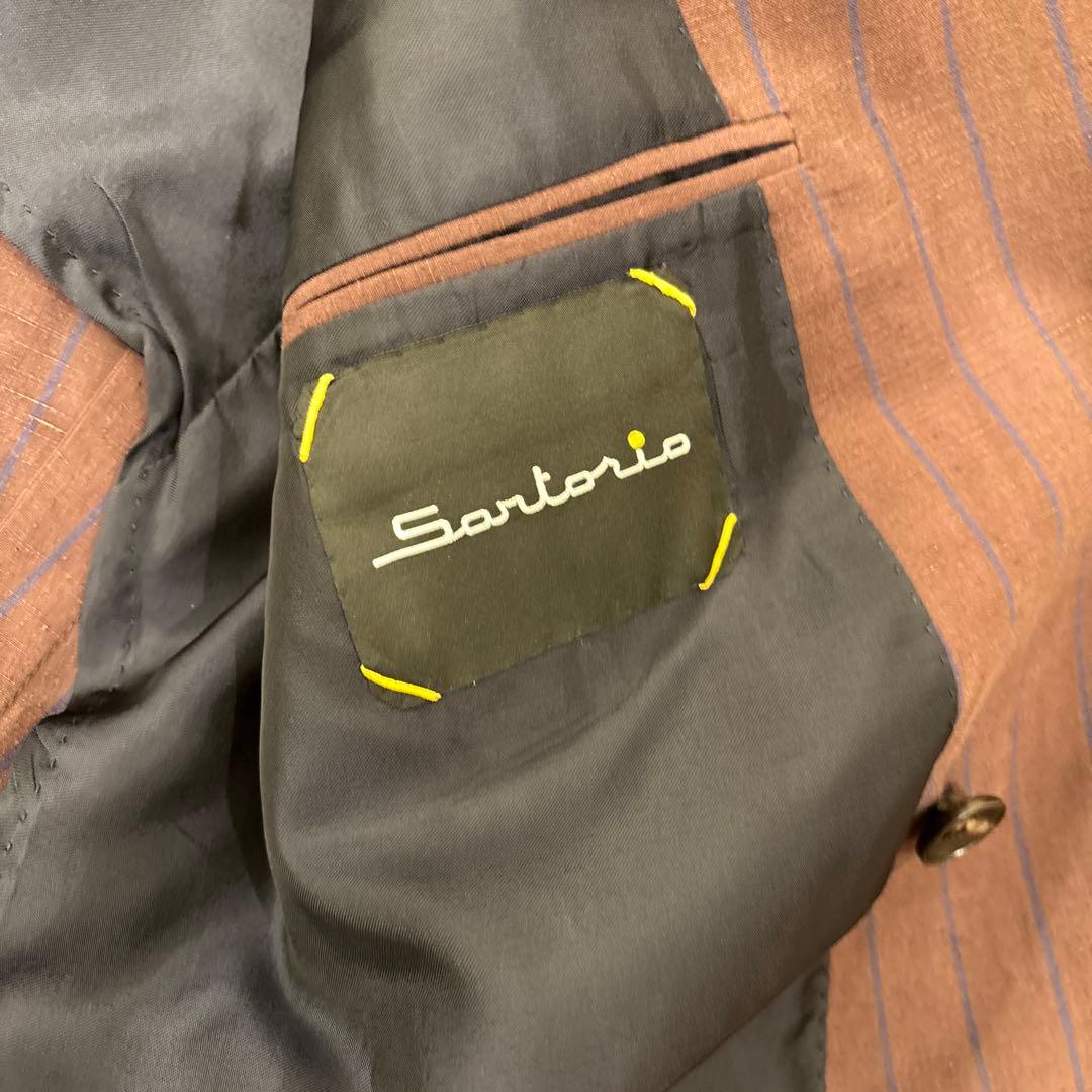 【定価250000円】サルトリオ 本切羽 ボルドーストライプ青 ダブルスーツ46