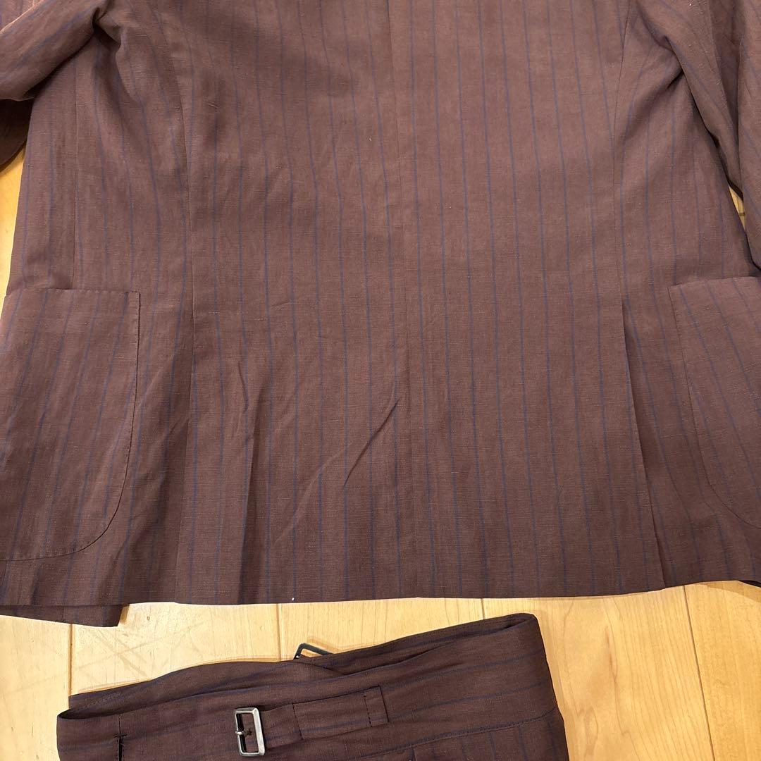 【定価250000円】サルトリオ 本切羽 ボルドーストライプ青 ダブルスーツ46