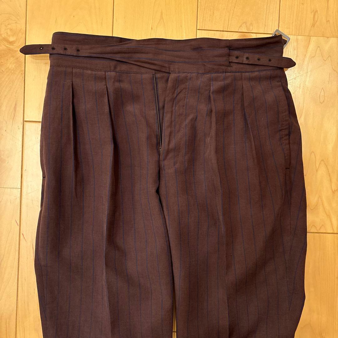 【定価250000円】サルトリオ 本切羽 ボルドーストライプ青 ダブルスーツ46