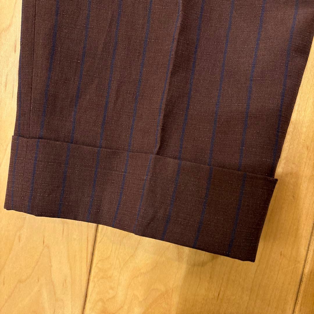 【定価250000円】サルトリオ 本切羽 ボルドーストライプ青 ダブルスーツ46