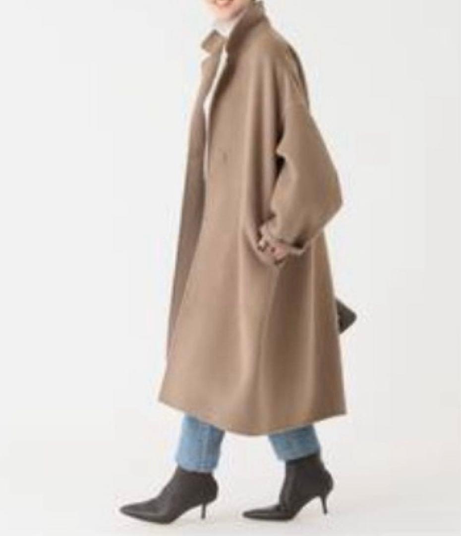 ドゥーズィエムクラス　ウールアンゴラリバーコート　ベージュ　ブラウン