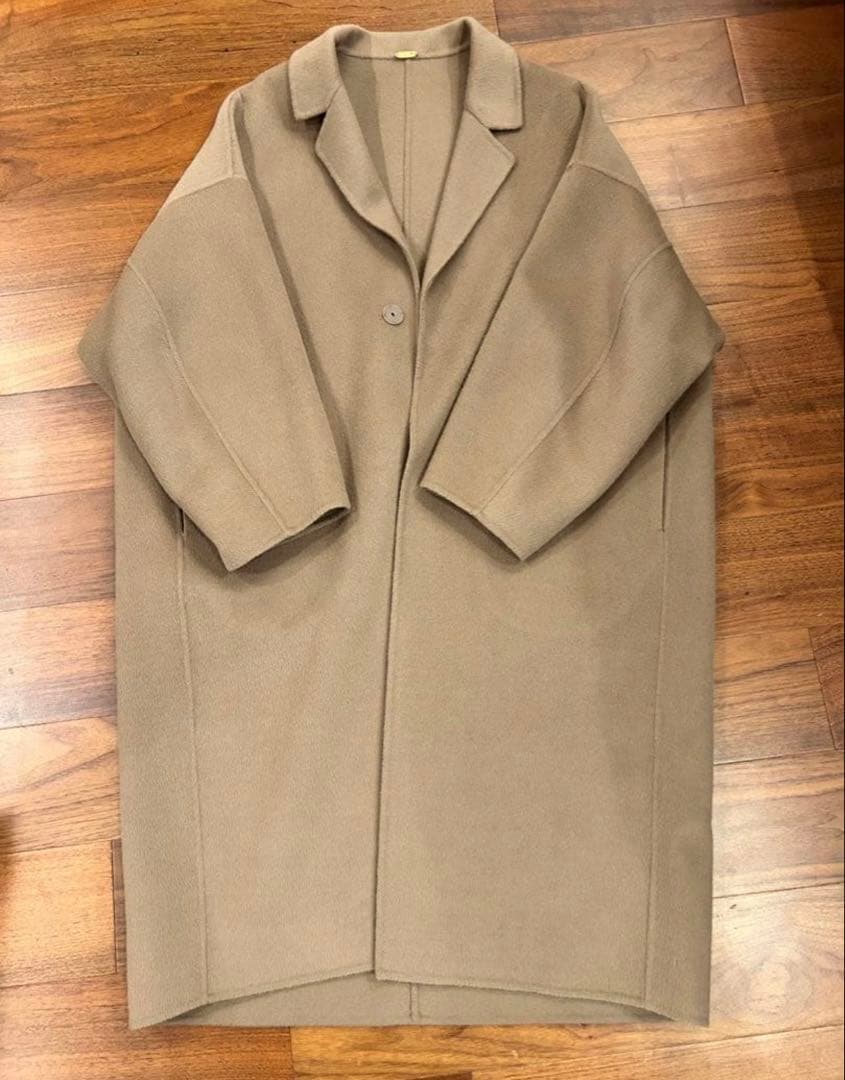 ドゥーズィエムクラス　ウールアンゴラリバーコート　ベージュ　ブラウン