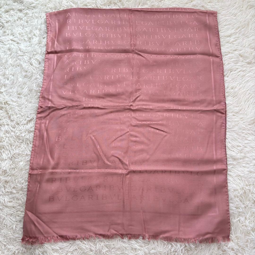 BVLGARI ブルガリ シルク混 ストール ショール マフラー ウール ピンク