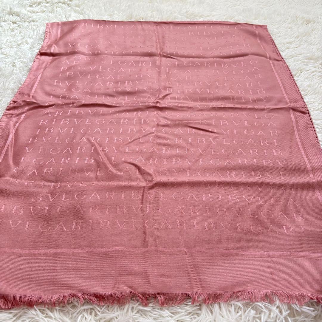 BVLGARI ブルガリ シルク混 ストール ショール マフラー ウール ピンク