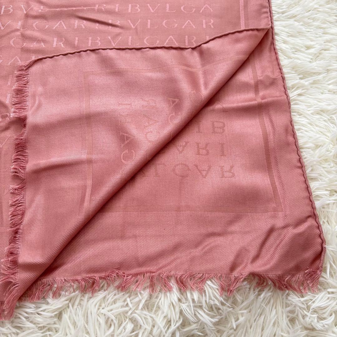 BVLGARI ブルガリ シルク混 ストール ショール マフラー ウール ピンク