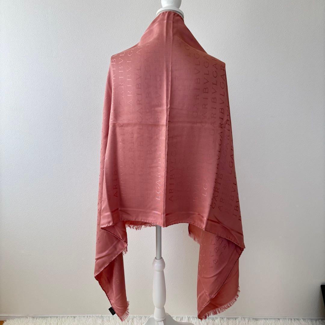 BVLGARI ブルガリ シルク混 ストール ショール マフラー ウール ピンク